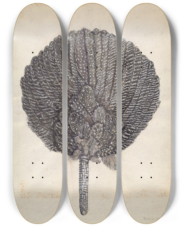 Triptych art skateboard deck of Edna C Rex Fan_2 by Edna C Rex (1893-1972)