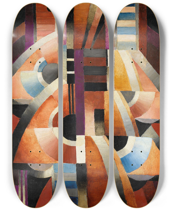 Triptych art skateboard deck of Thorvald Hellesen Balalaika by Thorvald Hellesen (1888-1937)