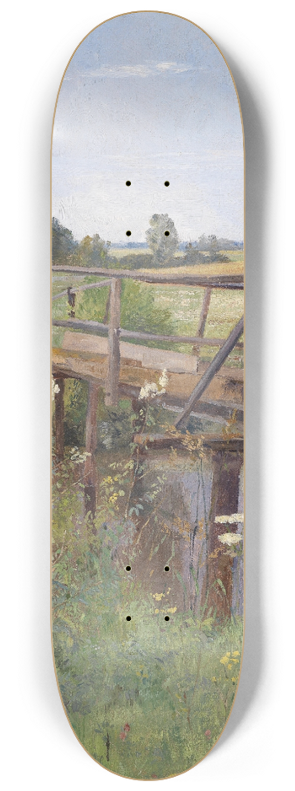 Hugo Darnaut - Sommerlandschaft mit Brcke 8.25 inch art skate deck