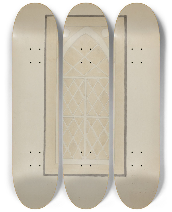 Triptych art skateboard deck of Blanche Waterbury Panel From Hall Lantern_2 by Blanche Waterbury