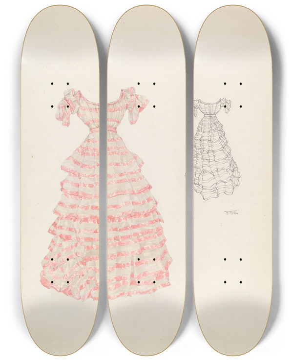 Triptych art skateboard deck of Arelia Arbo Dress_6 by Arelia Arbo