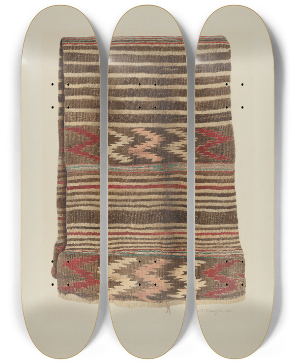 Triptych art skateboard deck of Ethel Dougan Saddle Blanket by Ethel Dougan