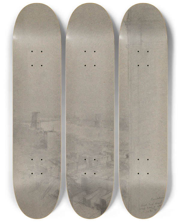 Triptych art skateboard deck of Stanford White Manhattan Bridge by Stanford White (1853-1906)
