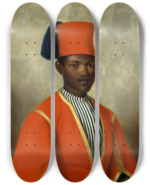 Triptych art skateboard deck of Augusta Kerlf John Panzio Toxon 18381886 by Augusta kerlf