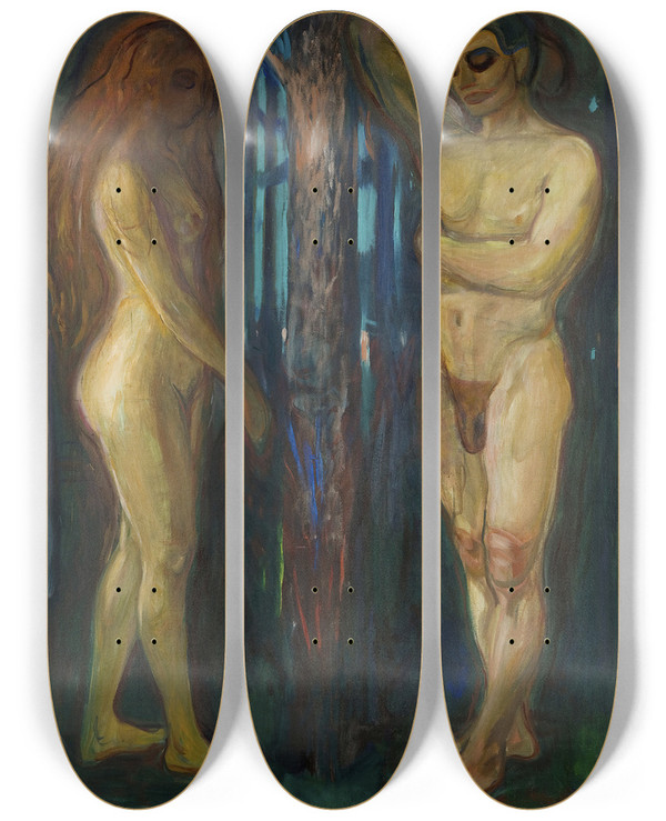 Triptych art skateboard deck of Edvard Munch Metabolism by Edvard Munch (1863-1944)