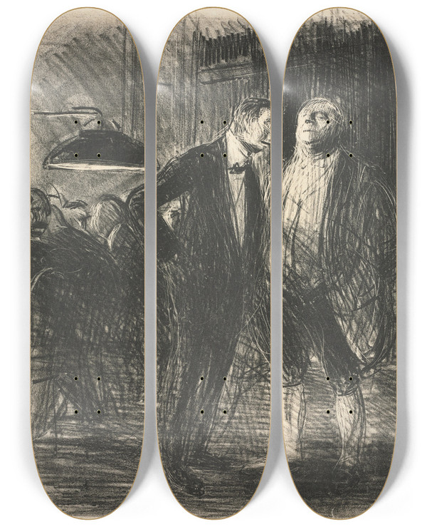 Triptych art skateboard deck of Jeanlouis Forain Le Decav by Jean Louis Forain (1852-1931)