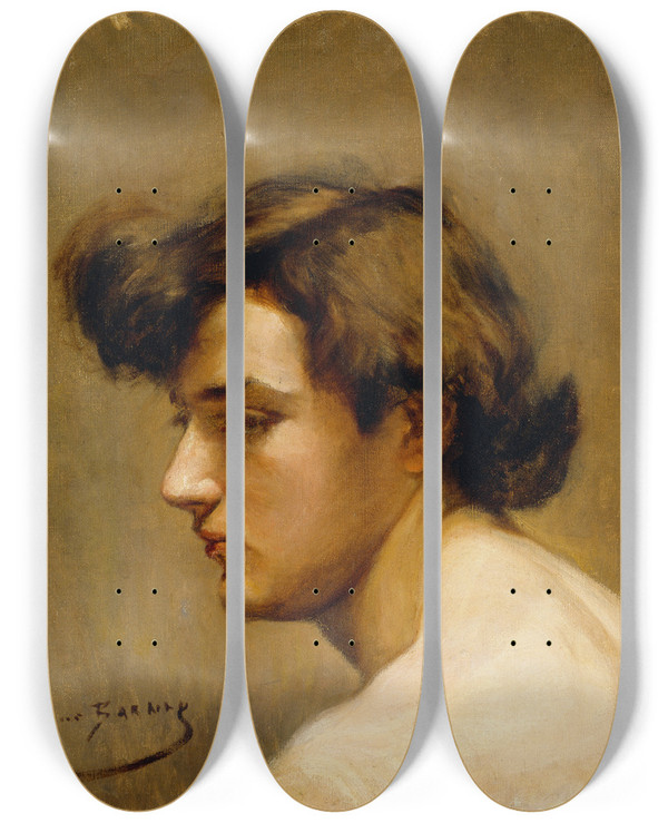 Triptych art skateboard deck of Alice Pike Barney Endymion by Alice Pike Barney (1857-1931)