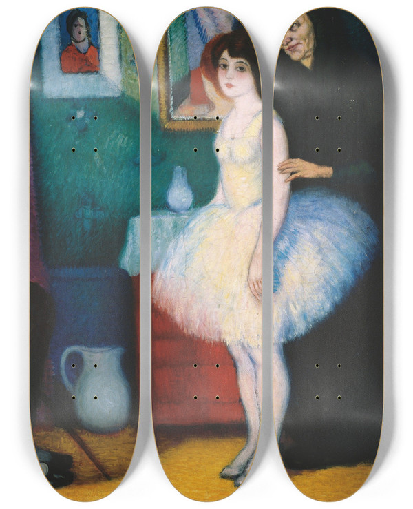 Triptych art skateboard deck of Valentn Thibon De Libian La Presentacin by Valentin Thibon De Libian (1889-1931)