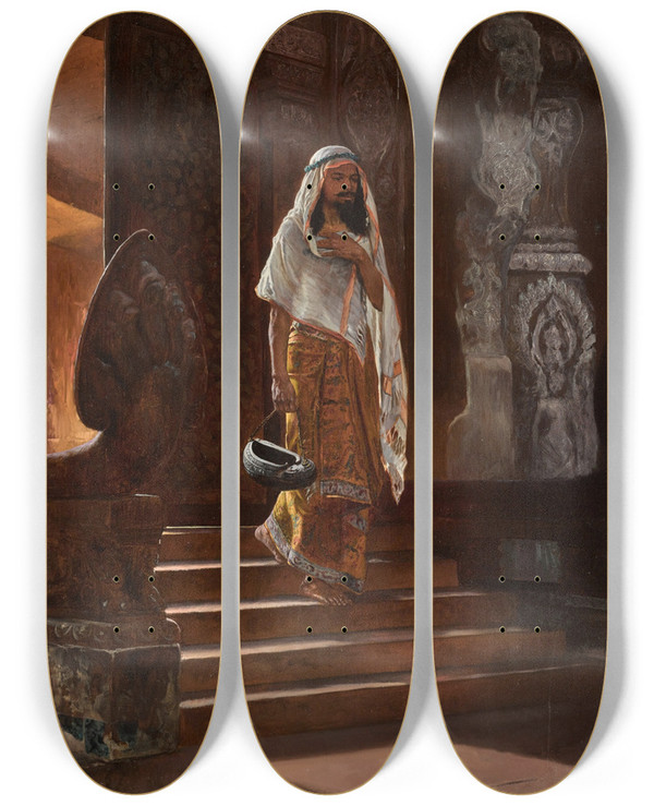 Triptych art skateboard deck of Rudolf Ernst A Dervish by Rudolf Ernst (1854-1932)