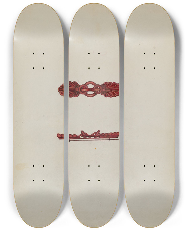 Triptych art skateboard deck of Florence Stevenson Brooch_2 by Florence Stevenson