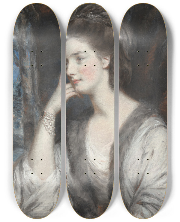 Triptych art skateboard deck of Daniel Gardner Charlotte Lady Watkin Williamswynn by Daniel Gardner (1750-1805)