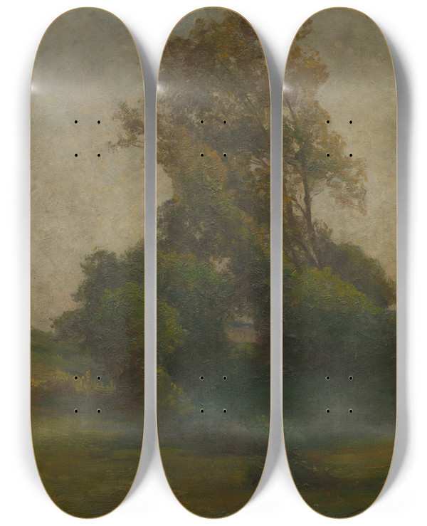 Triptych art skateboard deck of Udovt Ordk Tree In The Countryside by udovt ordk (1865-1937)