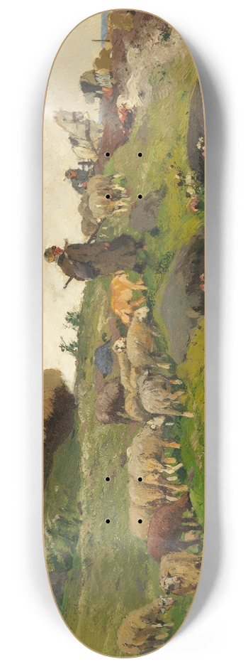 Hugo Mhlig - Schfer mit Herde auf dem Heimweg 8.25 inch art skate deck