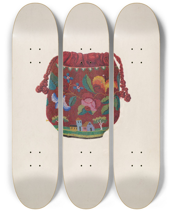 Triptych art skateboard deck of Harriette Gale Bag by Harriette Gale