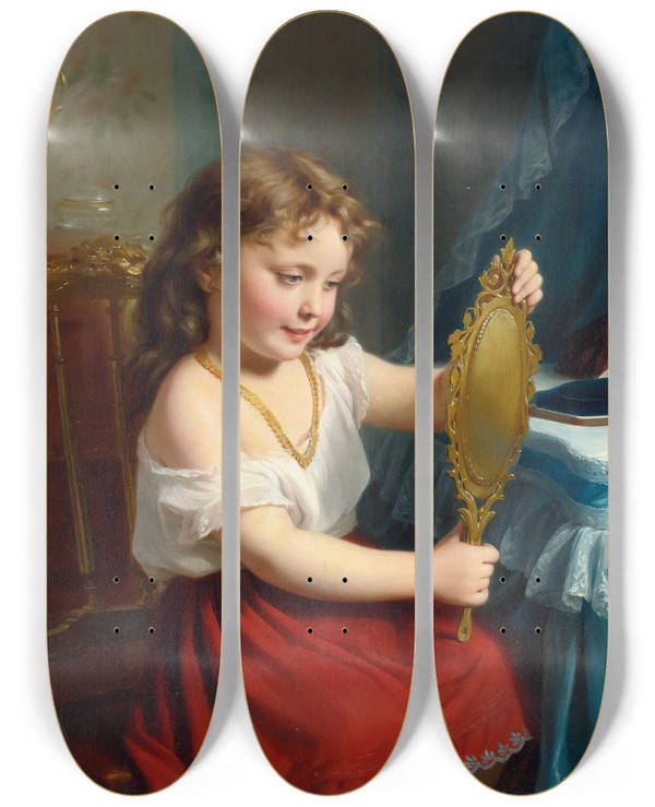 Triptych art skateboard deck of Fritz Zuberbhler Admiration by Fritz Zuber-Bhler (1822-1896)