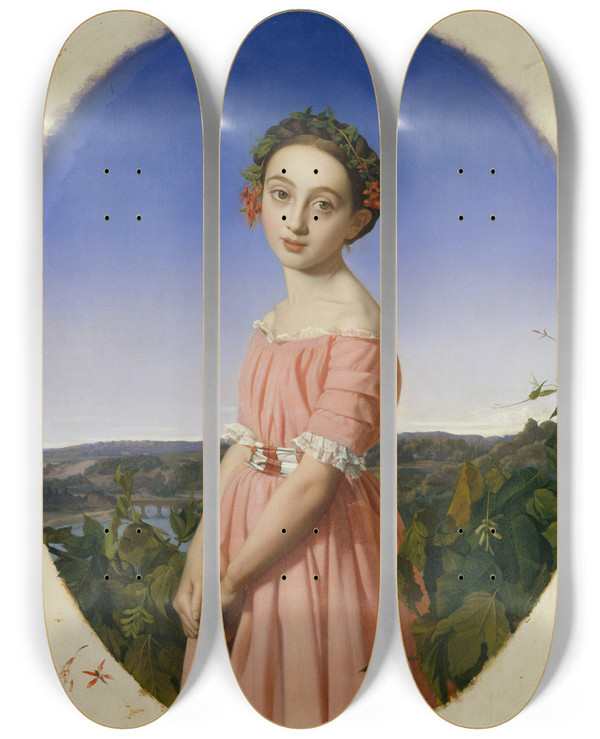 Triptych art skateboard deck of Henri Lehmann Faustine Lo 18321865 by Henri Lehmann (1814-1882)