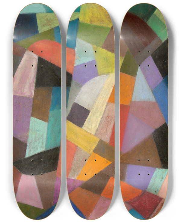 Triptych art skateboard deck of Otto Freundlich Untitled by Otto Freundlich (1878-1943)