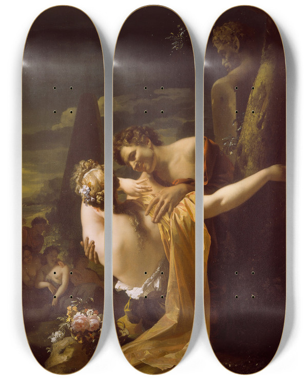 Triptych art skateboard deck of Adriaen Van Der Werff Shepherd And Shepherdess by Adriaen van der Werff (1659-1722)