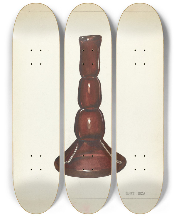 Triptych art skateboard deck of Janet Riza Candlestick_12 by Janet Riza (20-)