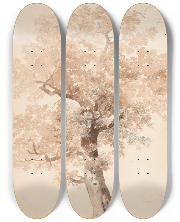 Triptych art skateboard deck of Jacquesraymond Brascassat Tude Darbre_3 by Jacques Raymond Brascassat (1804-1867)