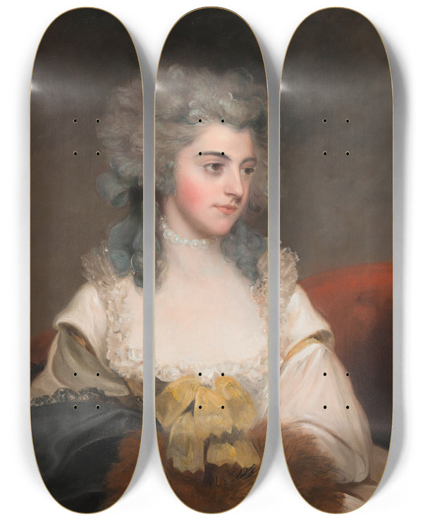 Triptych art skateboard deck of John Hoppner Susannah Edith Lady Rowley by John Hoppner (1758-1810)