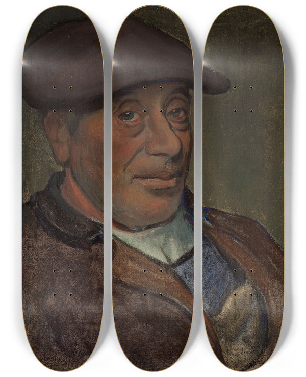 Triptych art skateboard deck of Wadysaw Lewiski Breton Mariner by Wadysaw lewiski (1854-1918)