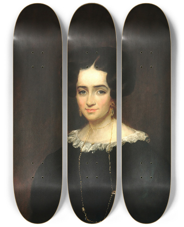 Triptych art skateboard deck of William Dunlap Mrs John Adams Conant by William Dunlap (1766-1839)