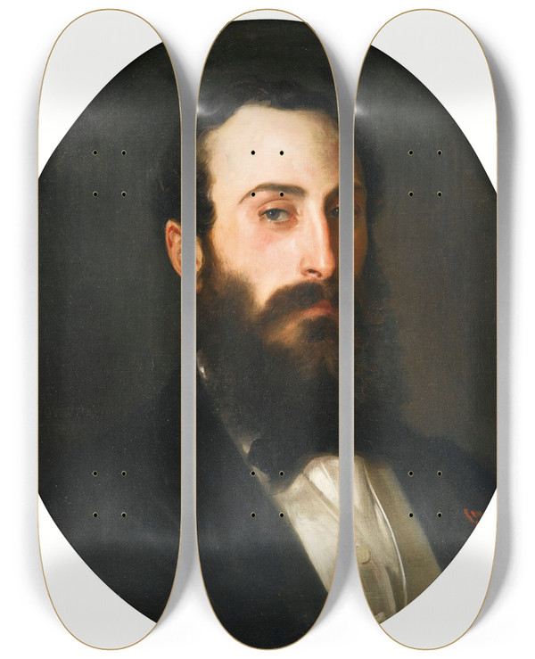 Triptych art skateboard deck of William Bouguereau Portrait De Fernand Bartholoni by William Bouguereau (1825-1905)
