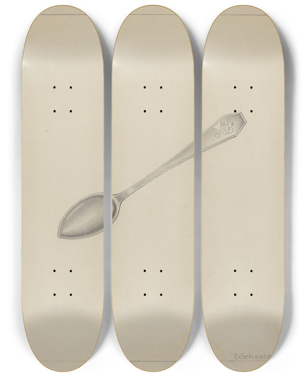 Triptych art skateboard deck of Erwin Schwabe Silver Spoon_2 by Erwin Schwabe