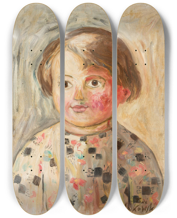 Triptych art skateboard deck of Tadeusz Makowski Dziewczynka Z Rumianym Policzkiem by Tadeusz Makowski (1882-1932)