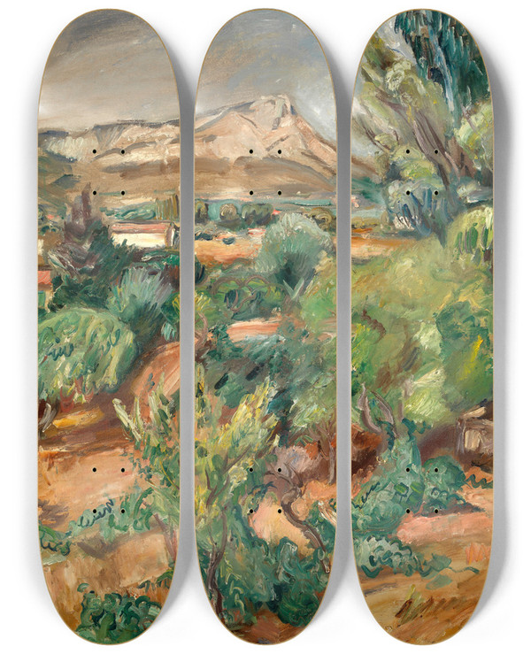 Triptych art skateboard deck of Emile Othon Friesz The Mountain Coudon Seen From Cap Brun by Emile Othon Friesz (1879-1949)