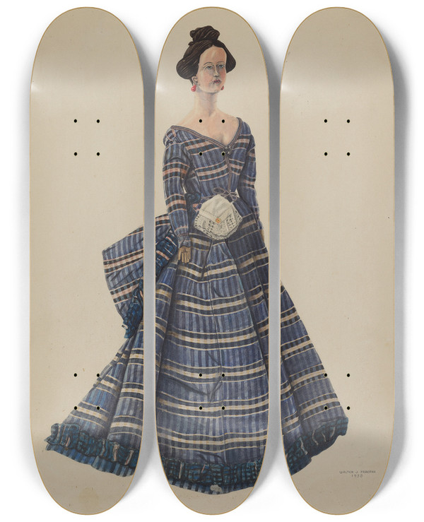 Triptych art skateboard deck of Walter Praefke Baltimore Doll by Walter Praefke