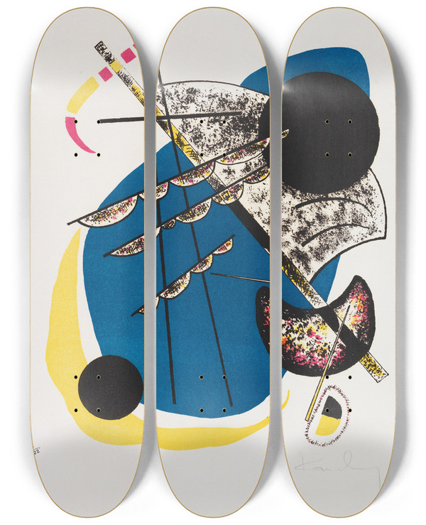 Triptych art skateboard deck of Wassily Kandinsky Kleine Welten Ii by Wassily Kandinsky (1866-1944)