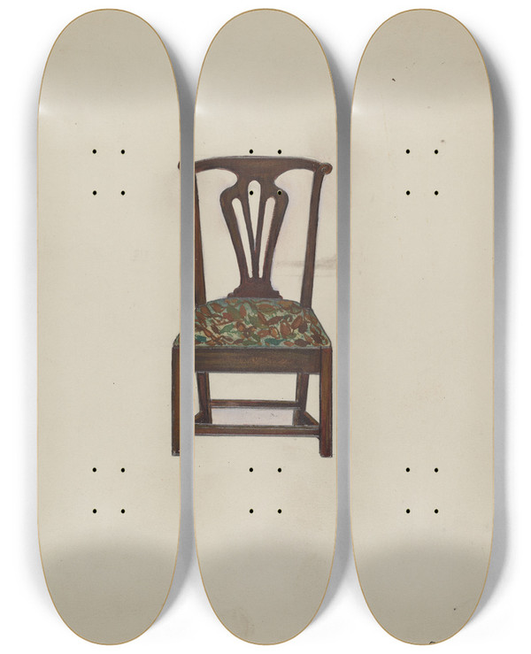 Triptych art skateboard deck of Edna C Rex Side Chair_1 by Edna C Rex (1893-1972)