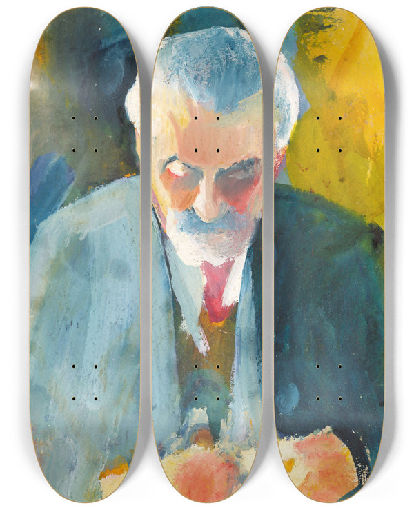 Triptych art skateboard deck of August Macke Bildnisstudie Bernhard Koehler by August Macke (1887-1914)