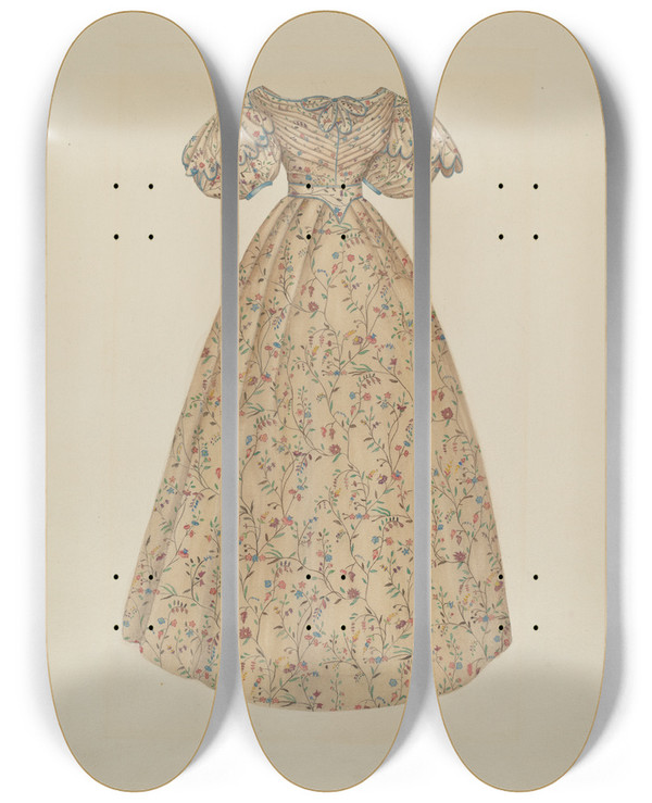 Triptych art skateboard deck of Catherine Fowler Dress_2 by Catherine Fowler