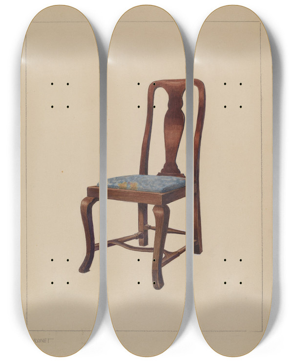 Triptych art skateboard deck of Henry Granet Side Chair_1 by Henry Granet