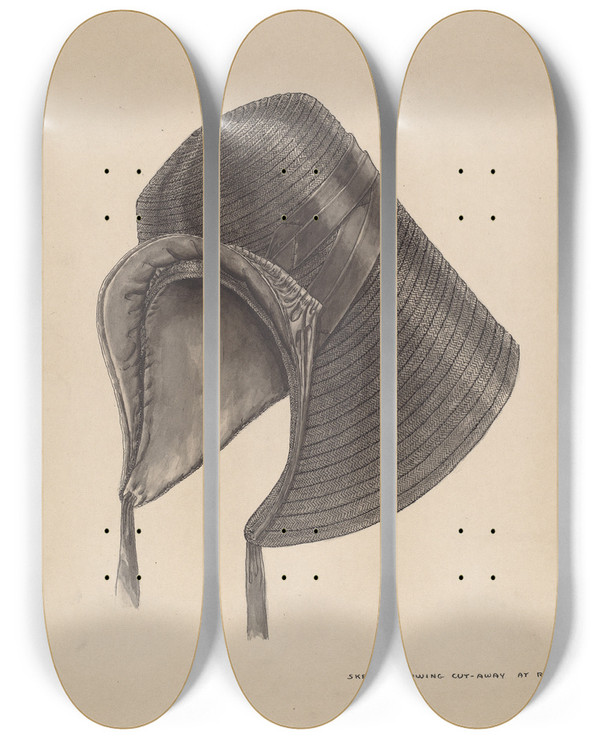 Triptych art skateboard deck of Francis Law Durand Bonnet_3 by Francis Law Durand (1935)