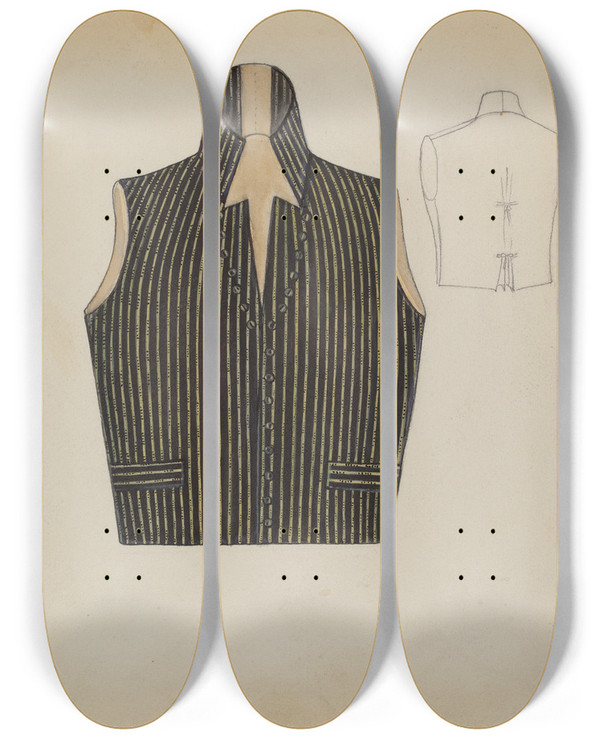 Triptych art skateboard deck of Jean Peszel Waistcoat_2 by Jean Peszel