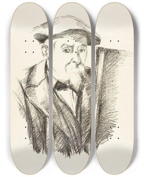 Triptych art skateboard deck of Paul Czanne Selfportrait_2 by Paul Cezanne (1839-1906)