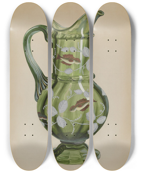 Triptych art skateboard deck of Robert Stewart Green Pitcher by Robert Stewart (20-)