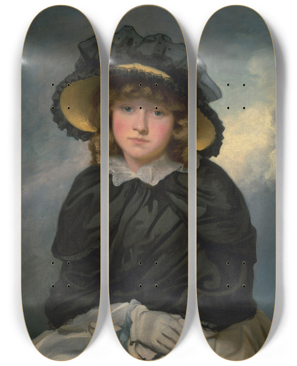 Triptych art skateboard deck of John Hoppner Cecilia by John Hoppner (1758-1810)