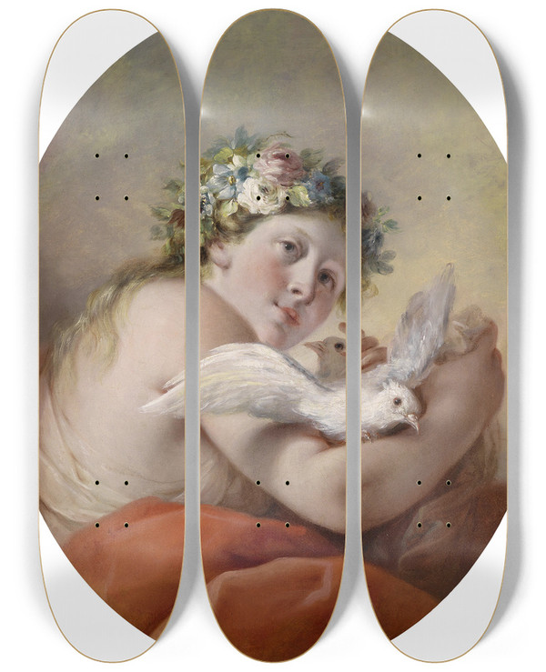 Triptych art skateboard deck of Giuseppe Nogari Allegorie Sommer by Giuseppe Nogari (1699-1766)