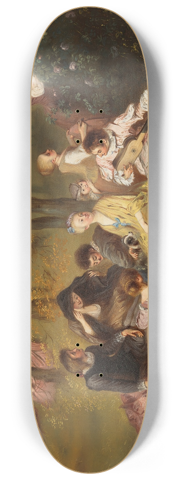 Ida Silfverberg - Gentlemen And Ladies On The Terrace, After Antoine Watteau 8.25 inch art skate deck