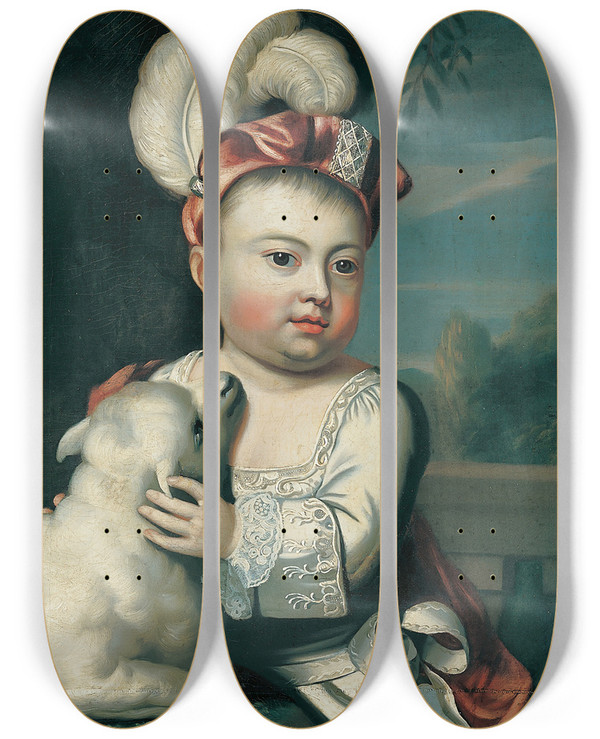 Triptych art skateboard deck of John Singleton Copley John Greenleaf by John Singleton Copley (1738-1815)