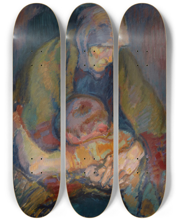 Triptych art skateboard deck of Magnus Enckell Piet by Magnus Enckell (1870-1925)