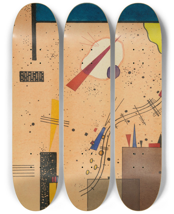 Triptych art skateboard deck of Wassily Kandinsky Spritze Spray by Wassily Kandinsky (1866-1944)