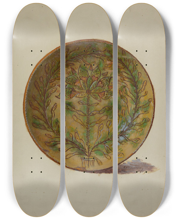 Triptych art skateboard deck of Eugene Shellady Pa German Plate_8 by Eugene Shellady