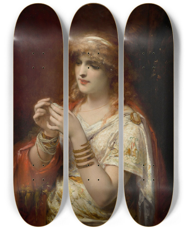 Triptych art skateboard deck of Pierre Olivier Joseph Coomans The Amulet by Pierre Olivier Joseph Coomans (1816-1889)