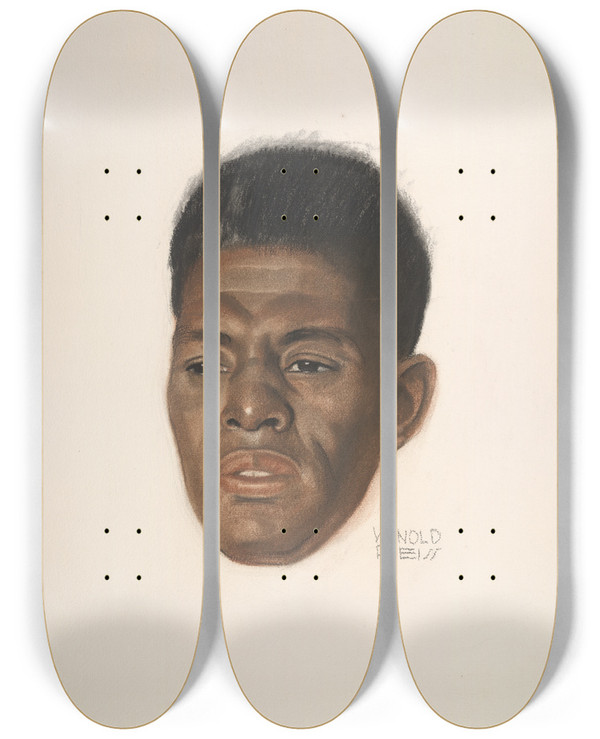 Triptych art skateboard deck of Winold Reiss Roland Hayes by Winold Reiss (1886-1953)